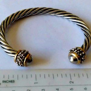 Stainless Steel Gold Plated Cable Bracelet. Rhodium dipped stainless steel.